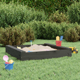 Vidaxl Sandbox con panchine grigio grigio a pino solido quadrato