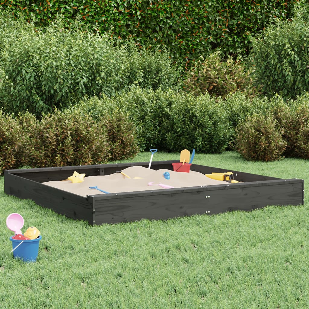 Vidaxl Sandbox con panchine grigio grigio a pino solido quadrato