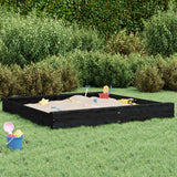 Vidaxl sandpit with benches square solid pine black