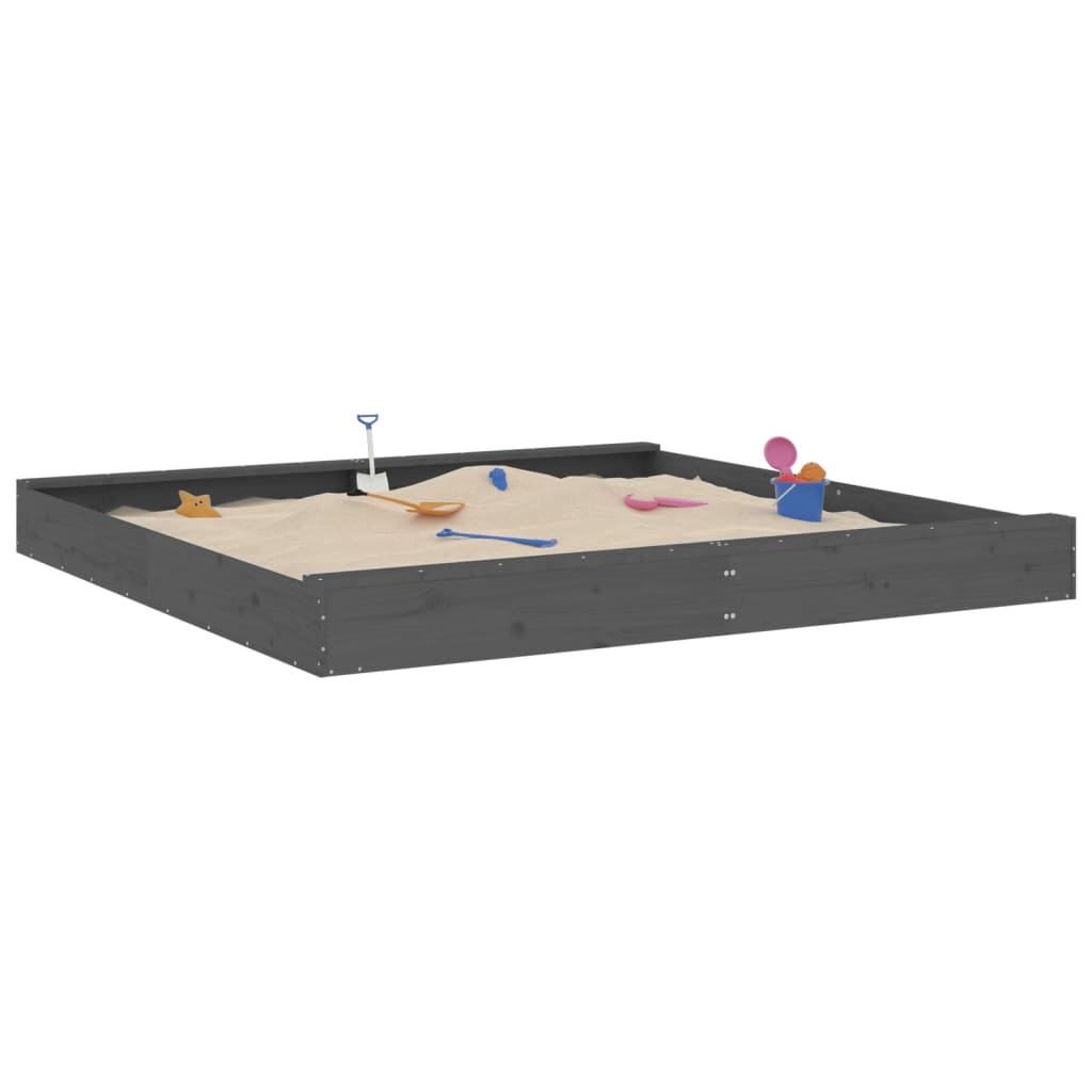 Vidaxx Sandkasten mit Sitzbänken quadratisch aus massivem Kiefernholz grau