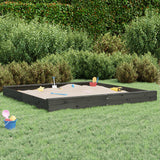 Vidaxl Sandbox con panchine grigio grigio a pino solido quadrato