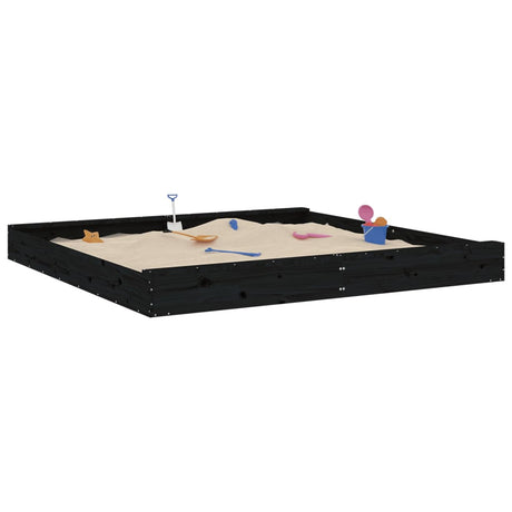 VidaXL Sandkasten mit Bänken quadratisch aus massivem Kiefernholz schwarz