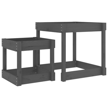 VidaXL Sandtische 2 Stk. massives Kiefernholz grau