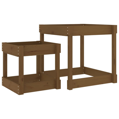 VidaXL Sandtische 2 Stk. massives Kiefernholz honigbraun