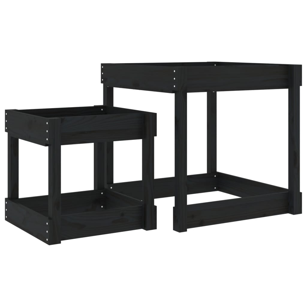 VidaXL Sandtische 2 Stk. massives Kiefernholz schwarz