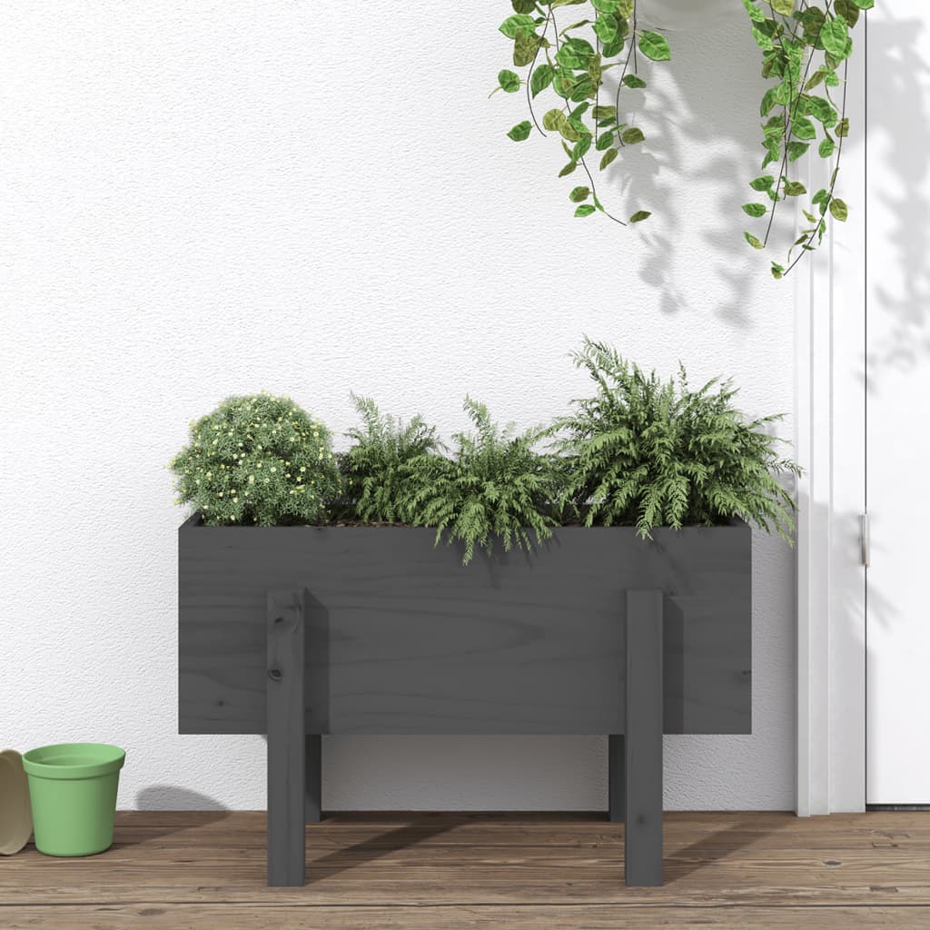 Vidaxx Pflanzgefäß 62x30x38 cm massives Kiefernholz grau