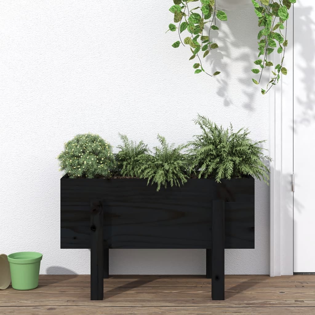 Vidaxx Pflanzgefäß 62x30x38 cm massives Kiefernholz schwarz