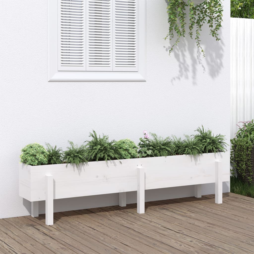 Vidaxl Planter surélevé 160x30x38 cm en pin massif blanc