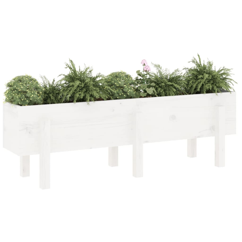 Vidaxx Pflanzgefäß erhöht 121x30x38 cm massives Kiefernholz weiß