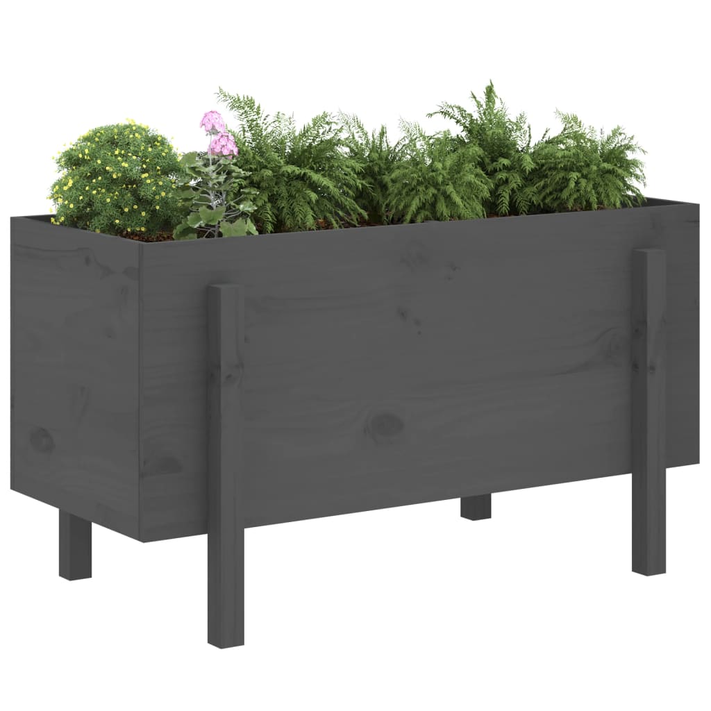 Vidaxx Pflanzgefäß erhöht 101x50x57 cm massives Kiefernholz grau