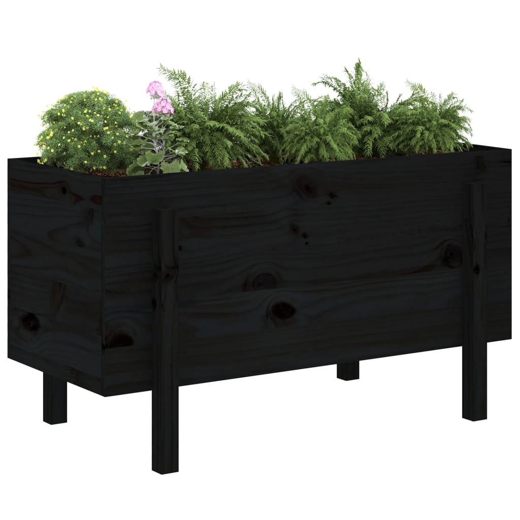 Vidaxx Pflanzgefäß erhöht 101x50x57 cm massives Kiefernholz schwarz