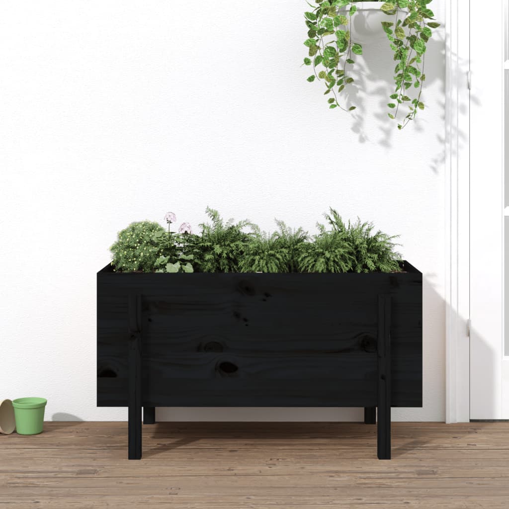 Vidaxl Planter zvedl 101x50x57 cm pevné borovice černé