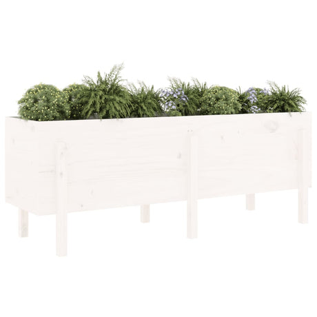 Vidaxx Pflanzkübel erhöht 160x50x57 cm massives Kiefernholz weiß