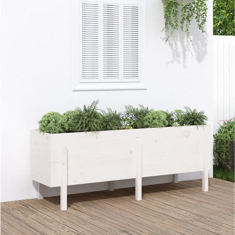 Vidaxx Pflanzkübel erhöht 160x50x57 cm massives Kiefernholz weiß