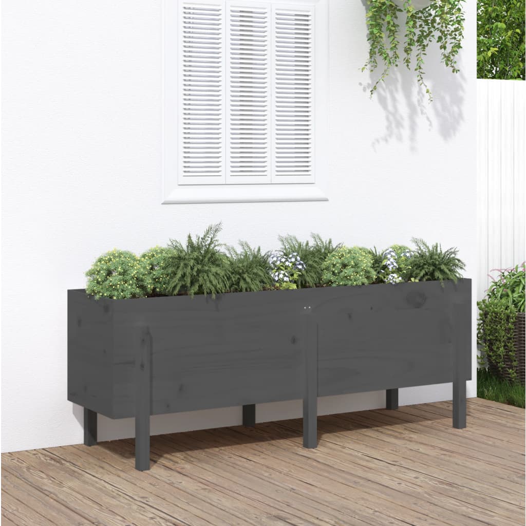 Vidaxx Pflanzgefäß erhöht 160x50x57 cm massives Kiefernholz grau