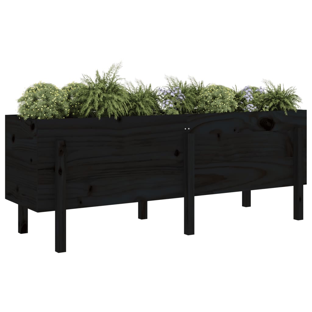Vidaxx Pflanzgefäß erhöht 160x50x57 cm massives Kiefernholz schwarz