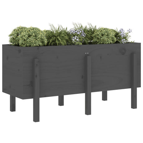 Vidaxx Pflanzgefäß erhöht 121x50x57 cm massives Kiefernholz grau