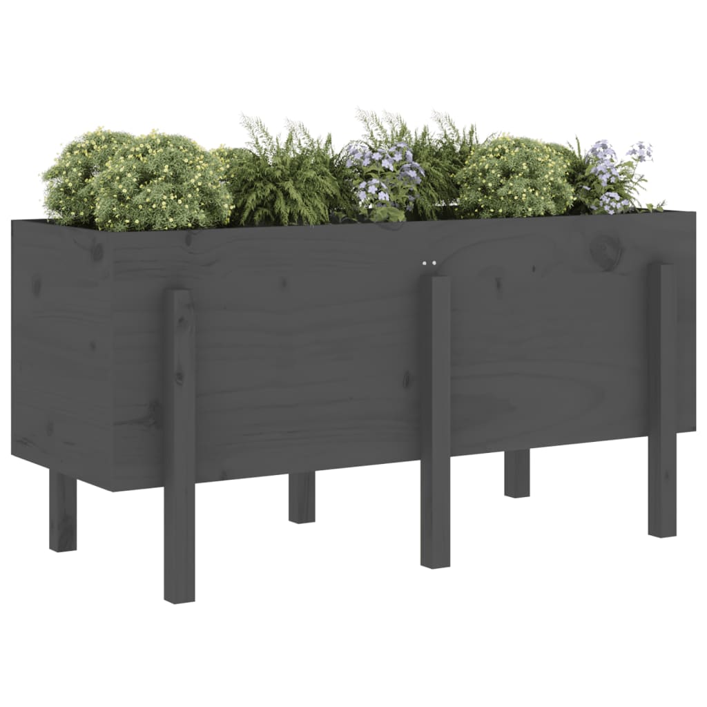 Vidaxl Planter surélevé 121x50x57 cm en pin solide gris