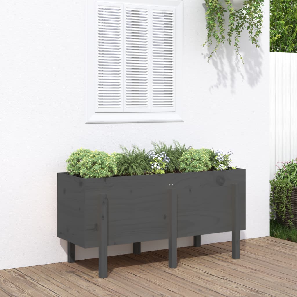 Vidaxl Planter surélevé 121x50x57 cm en pin solide gris