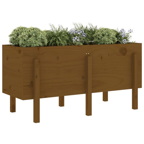 VidaXL Pflanzgefäß erhöht 121x50x57 cm massives Kiefernholz honigbraun
