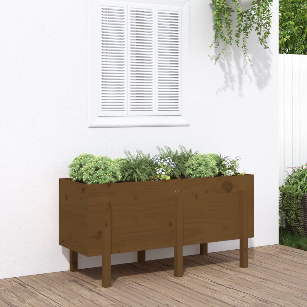 Vidaxl Planter zvedl 121x50x57 cm pevné borovice med hnědá