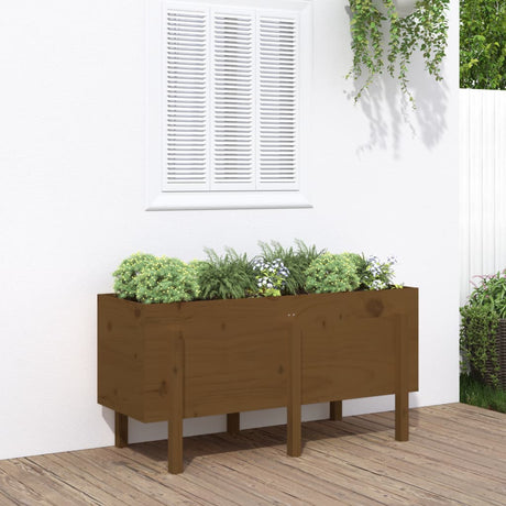VidaXL Pflanzgefäß erhöht 121x50x57 cm massives Kiefernholz honigbraun