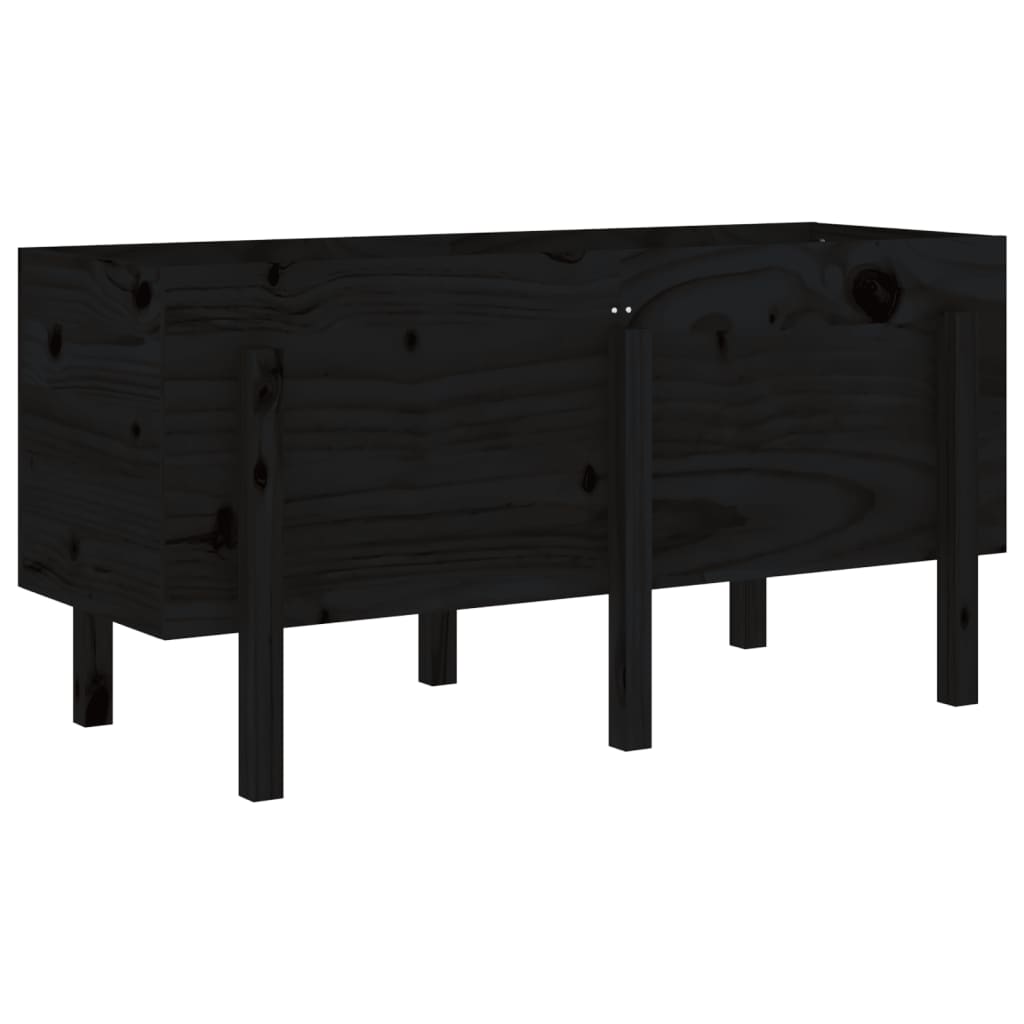 Vidaxx Pflanzgefäß erhöht 121x50x57 cm massives Kiefernholz schwarz