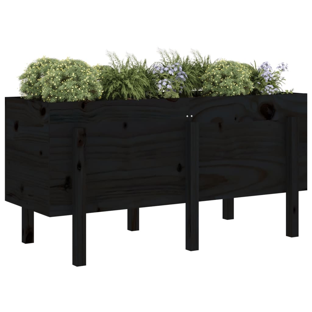 Vidaxx Pflanzgefäß erhöht 121x50x57 cm massives Kiefernholz schwarz