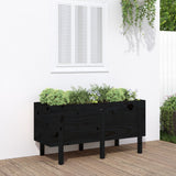 Vidaxx Pflanzgefäß erhöht 121x50x57 cm massives Kiefernholz schwarz