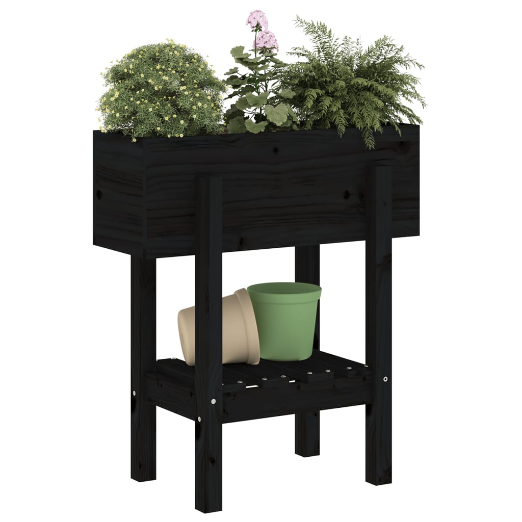 Vidaxx Pflanzgefäß 62x30x69 cm massives Kiefernholz schwarz