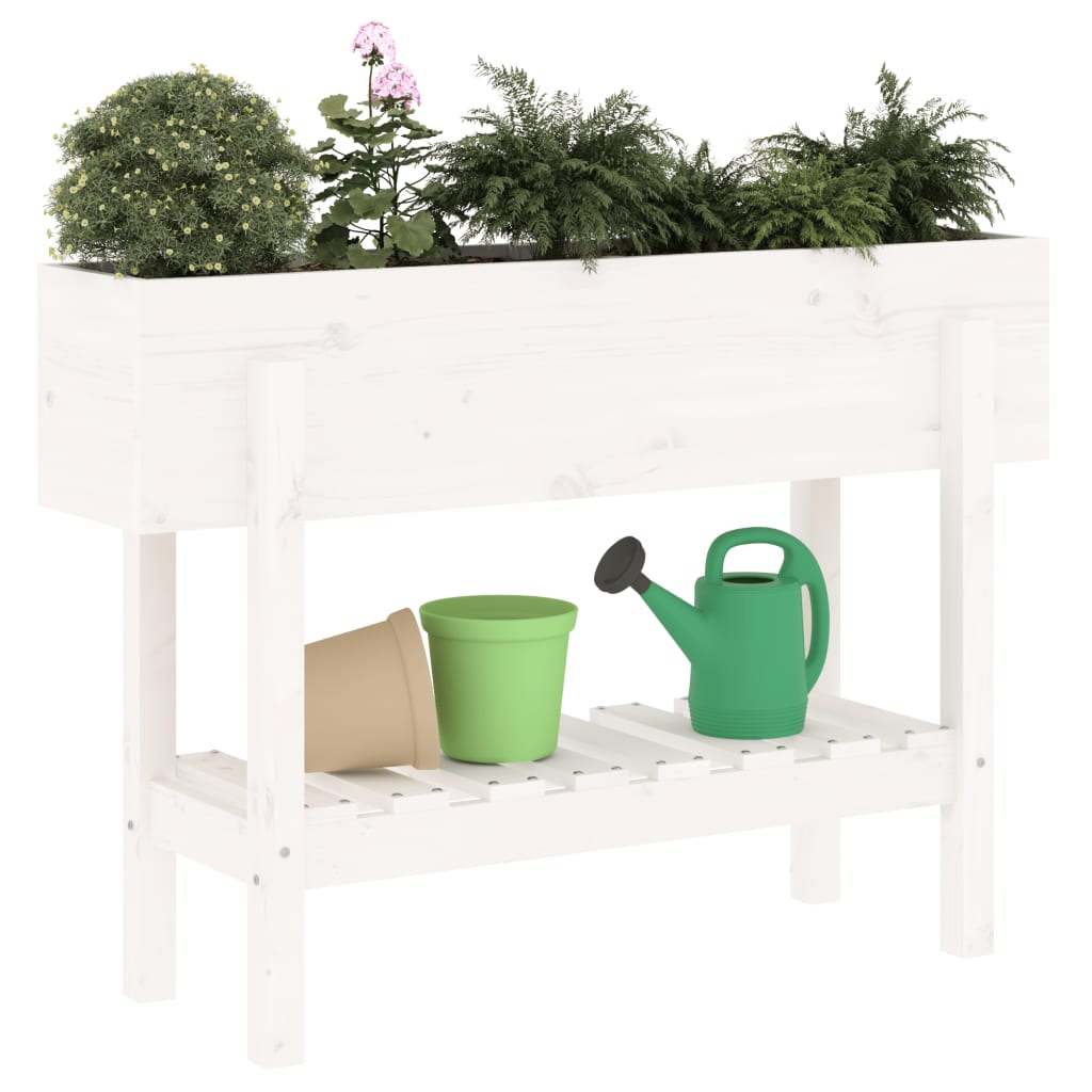 Vidaxl Planter zvedl 101x30x69 cm pevné borovice bílá