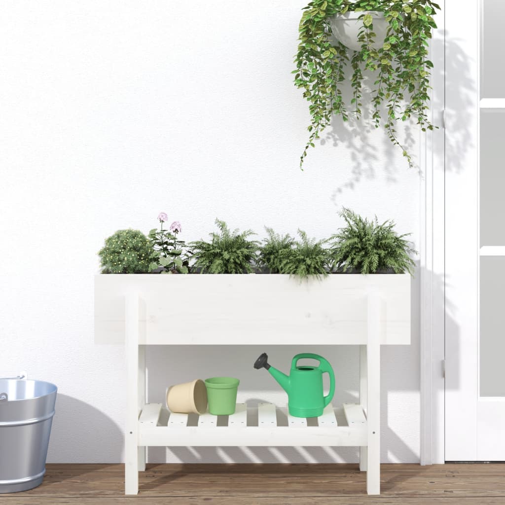 Vidaxl Planter zvedl 101x30x69 cm pevné borovice bílá