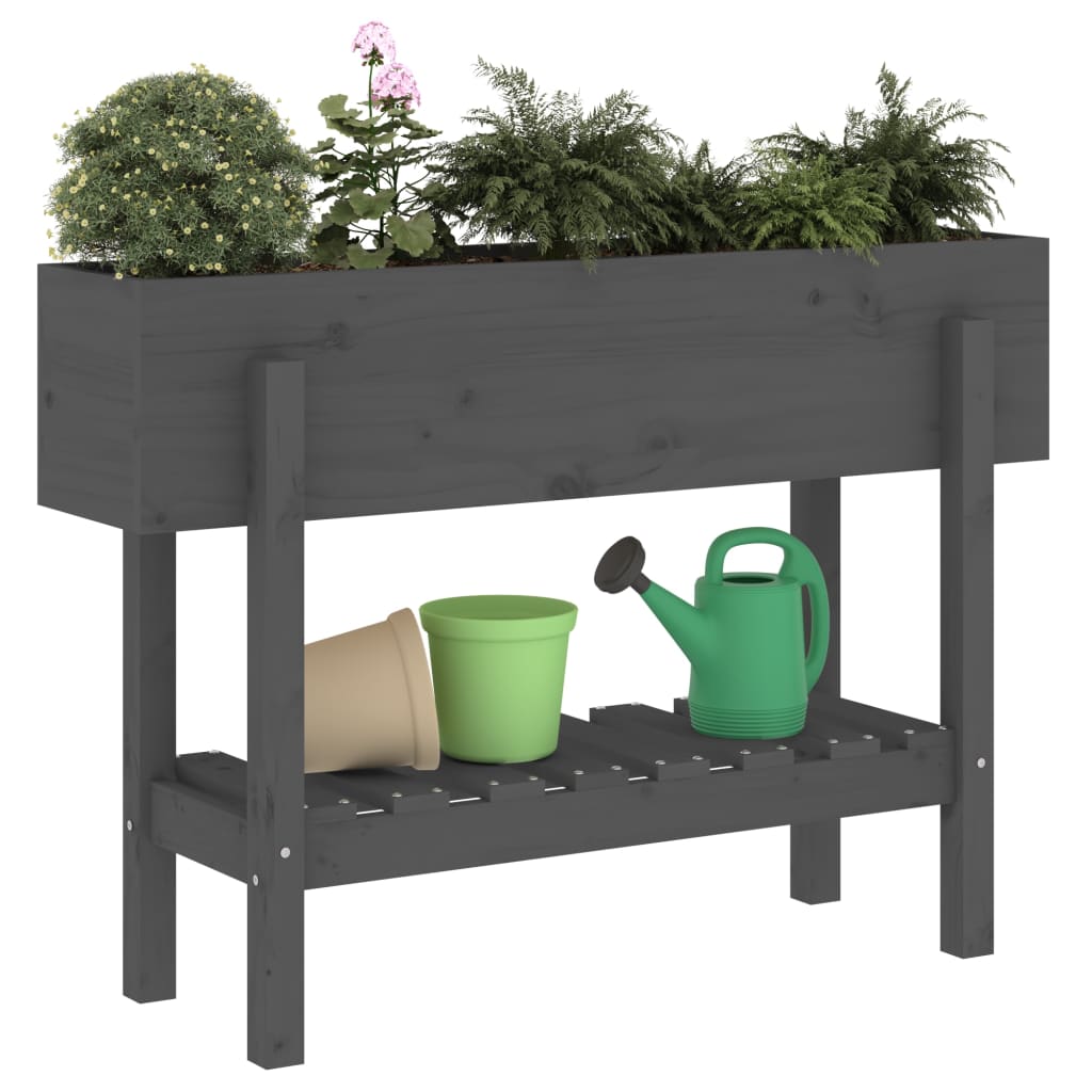 Vidaxl Planter zvedl 101x30x69 cm pevná borovice šedá