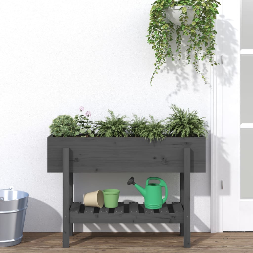 Vidaxl Planter zvedl 101x30x69 cm pevná borovice šedá