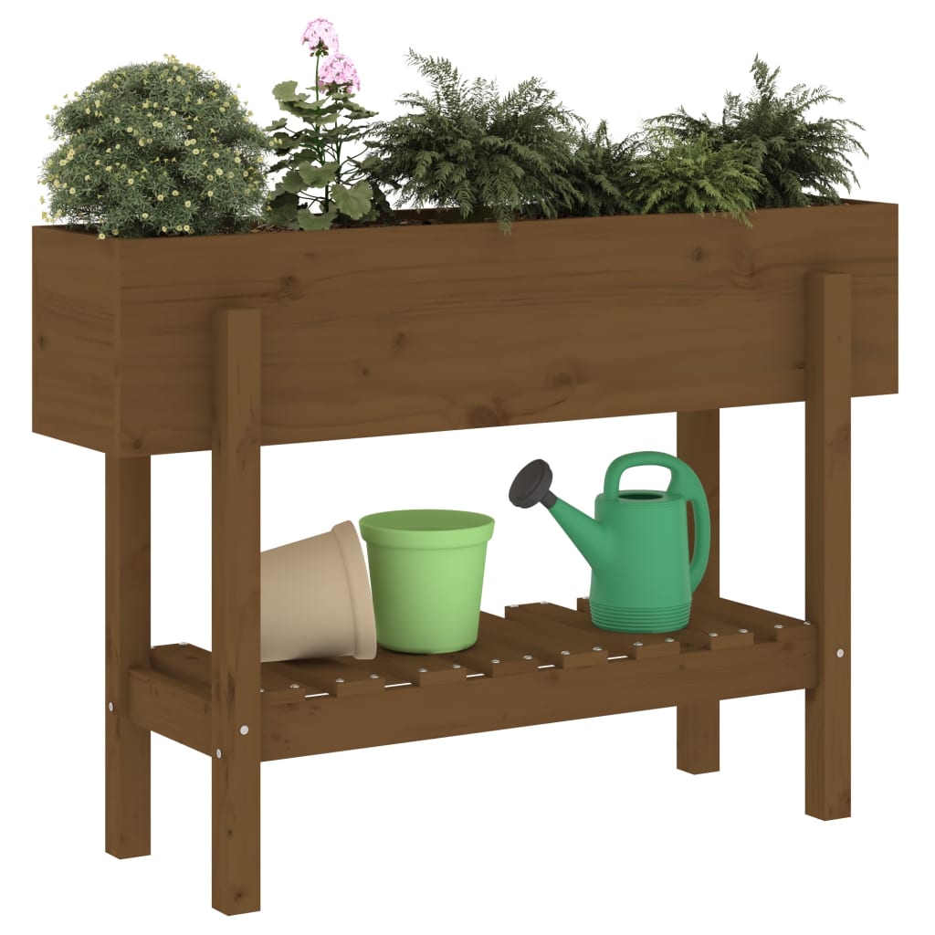 Vidaxl Planter hævet 101x30x69 cm Solid fyrretræbrun