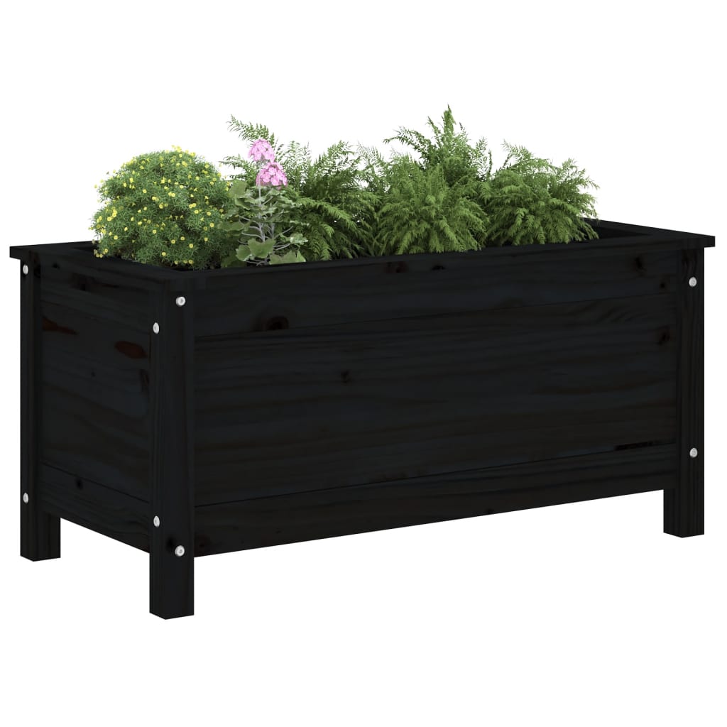 VidaXL Pflanzgefäß 82,5x40x39 cm massives Kiefernholz schwarz