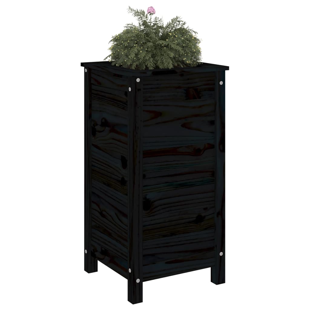 Vidaxx Pflanzgefäß 40x40x78 cm massives Kiefernholz schwarz