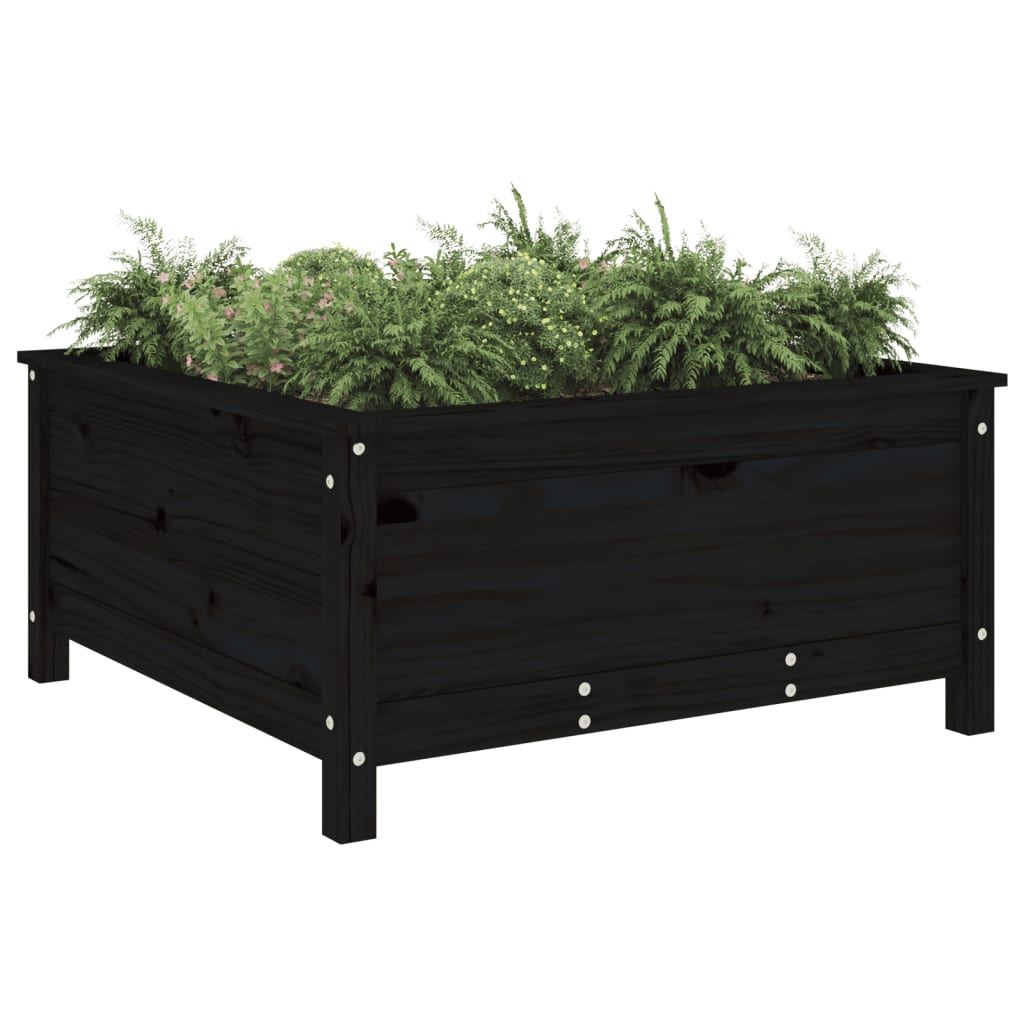 Vidaxx Pflanzgefäß 82,5x82,5x39 cm massives Kiefernholz schwarz