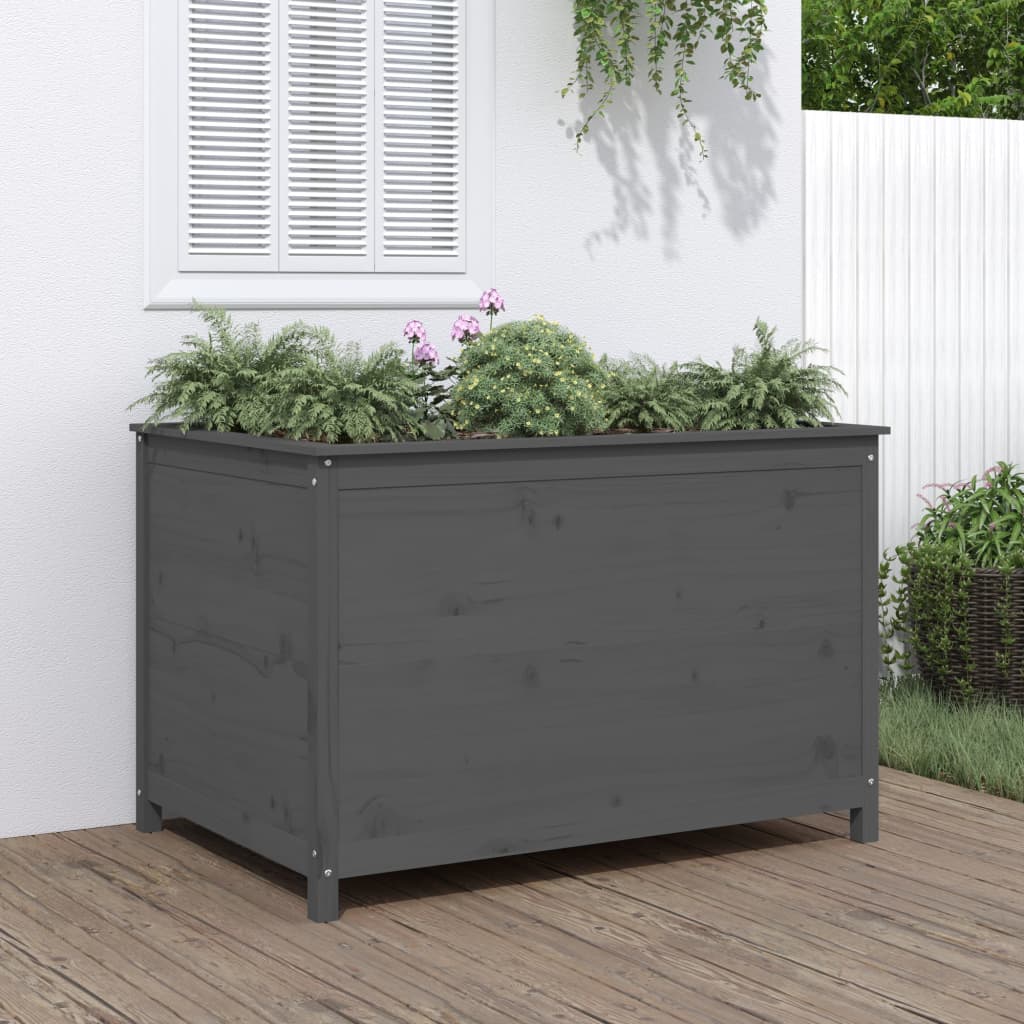 Vidaxx Pflanzgefäß erhöht 119,5x82,5x78 cm massives Kiefernholz grau