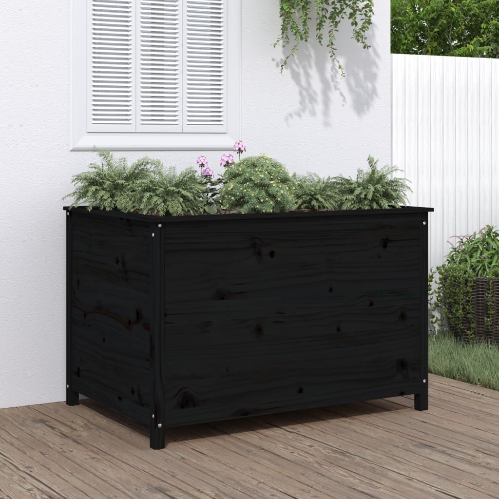 Vidaxx Pflanzgefäß erhöht 119,5x82,5x78 cm massives Kiefernholz schwarz