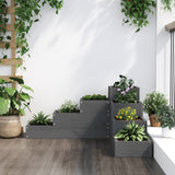 VidaXL Pflanzgefäß 4-lagig 80,5x79x36 cm massives Kiefernholz grau