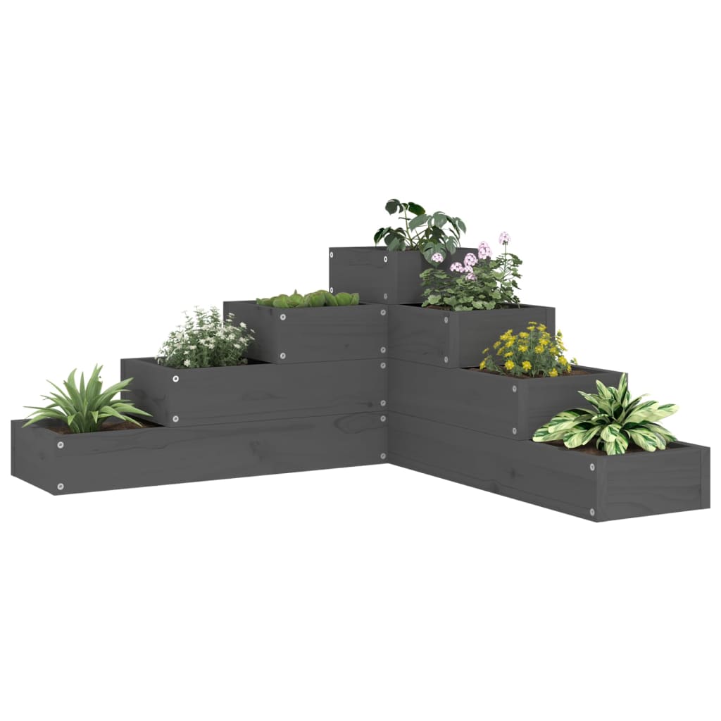 VidaXL Pflanzgefäß 4-lagig 80,5x79x36 cm massives Kiefernholz grau