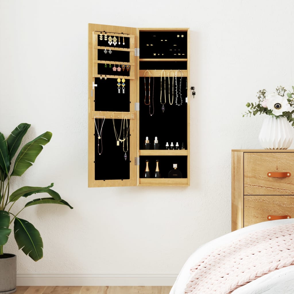 Vidaxx Schmuckschrank mit Spiegel zur Wandmontage 30x8,5x90 cm weiß