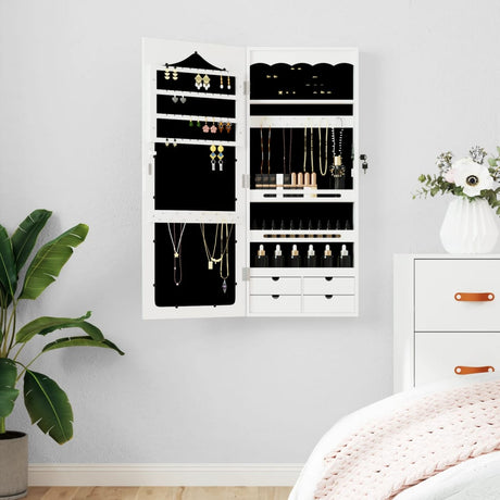 Vidaxx Schmuckschrank mit Spiegel zur Wandmontage 37,5x10x90 cm weiß