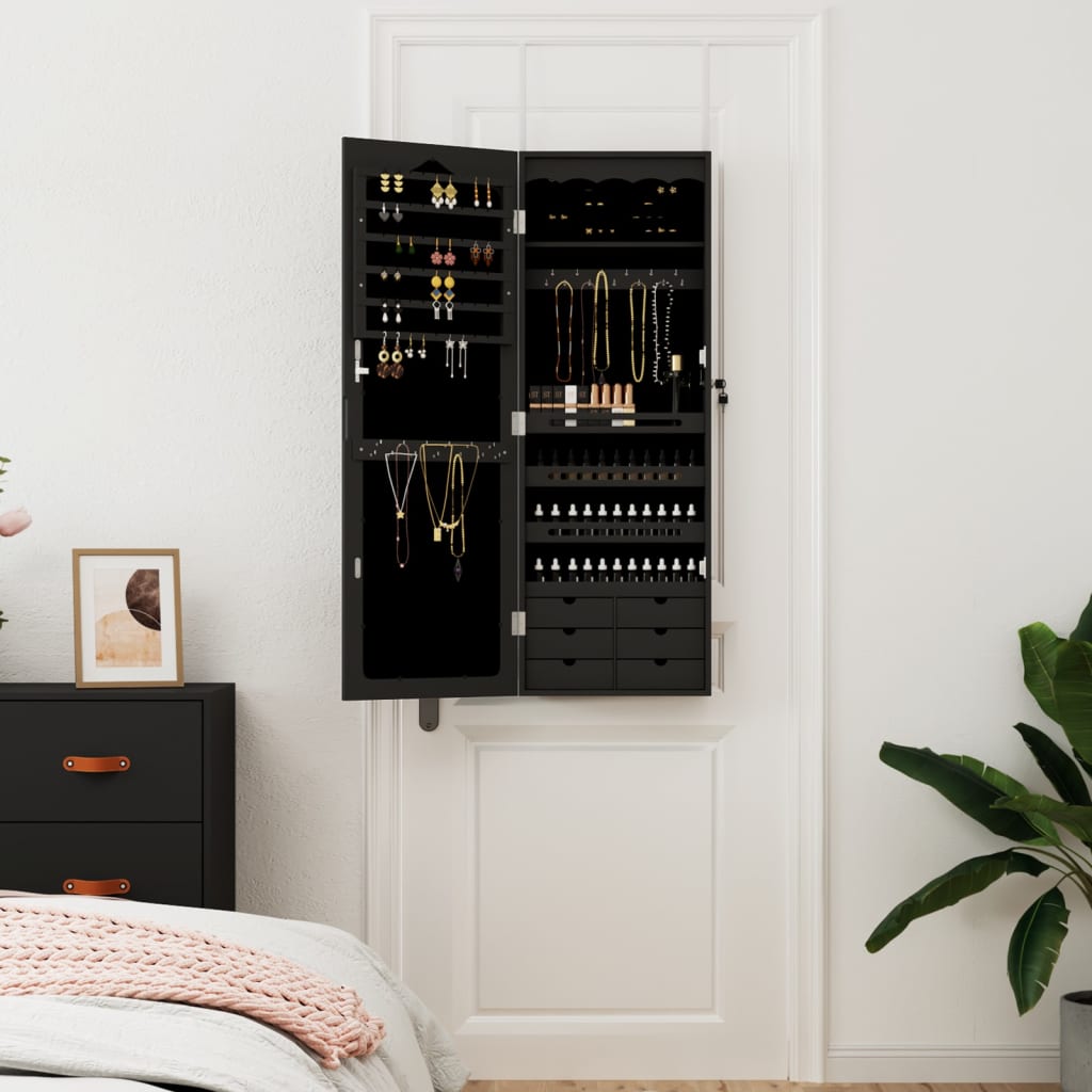 Vidaxx Schmuckschrank mit Spiegel zur Wandmontage 37,5x10x106 cm schwarz