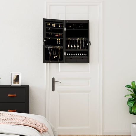 Vidaxx Schmuckschrank mit Spiegel und LED-Wandmontage in Schwarz