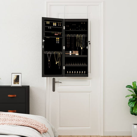 Vidaxx Schmuckschrank mit Spiegel und LED-Wandmontage in Schwarz