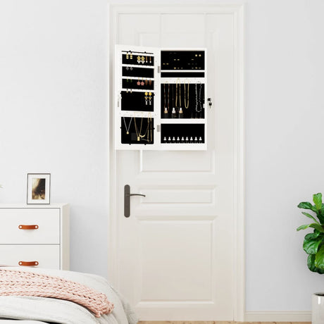 Vidaxx Schmuckschrank mit Spiegel und LED-Wandmontage weiß