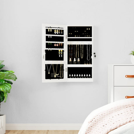 Vidaxx Schmuckschrank mit Spiegel und LED-Wandmontage weiß