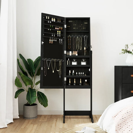 Vidaxx Schmuckschrank mit Spiegel freistehend 42x38x152 cm schwarz
